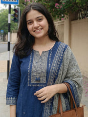 Printed Cotton Blend Kurta With Pant & Dupatta