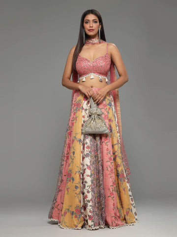 Sequin Embroidered Lycra Choli With Lehenga & Dupatta (Potli Not Included)