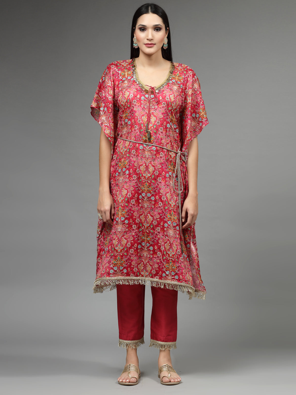 Printed & Embroidered Georgette Kurta With Palazzo