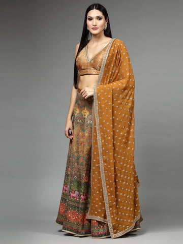 Resham Zari Woven Art Silk Choli With Lehenga & Dupatta