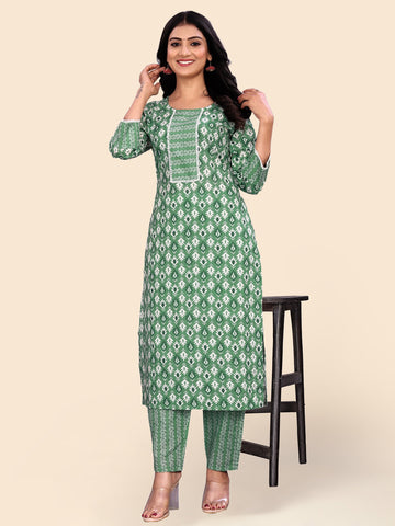 Printed Cotton Kurta Set