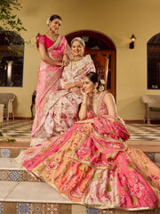 Stunning Printed Organza Sarees & Lehenga Set (Pack of 3)