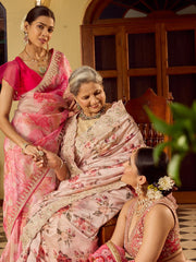 Stunning Printed Organza Sarees & Lehenga Set (Pack of 3)