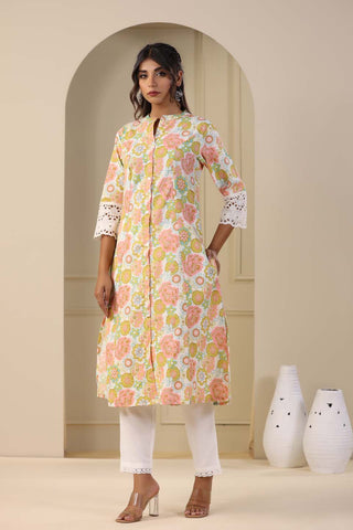 Floral Printed Cotton Kurta