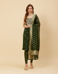 Embroidered Organza Kora Suit Piece With Dupatta