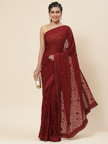 Floral Embroidered Georgette Saree