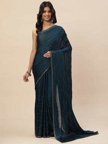 Stone Work Chiffon Embroidered Saree