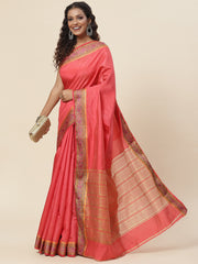 Plain Zari Border Handloom Woven Saree