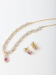 Silver AD Necklace Set With Earrings