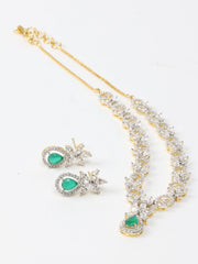 Silver AD Necklace Set With Earrings