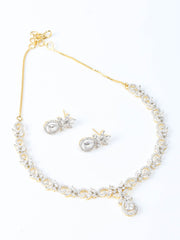 Silver AD Necklace Set With Earrings