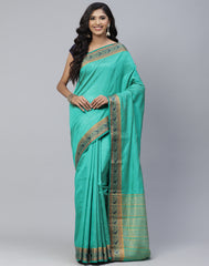 Plain Zari Border Handloom Woven Saree