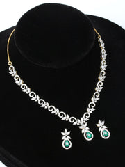 Silver AD Necklace Set With Earrings