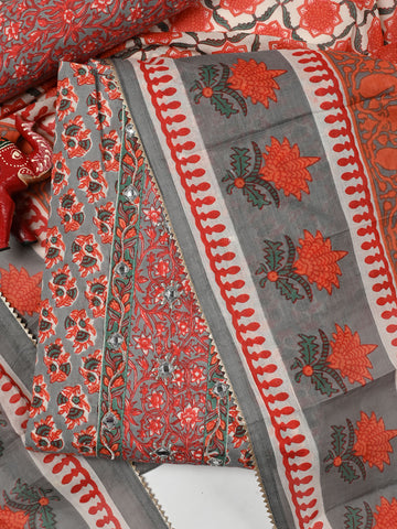 Printed Cotton Unstitched Suit Piece With Dupatta