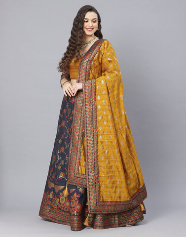 Banarasi Handloom Dupion silk Lehenga with contrast dupatta