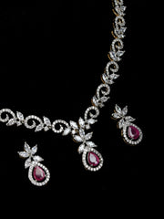 Silver AD Necklace Set With Earrings