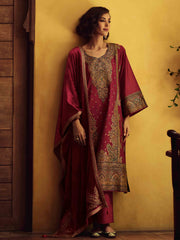 Embroidered Chanderi Unstitched Suit Piece With Dupatta