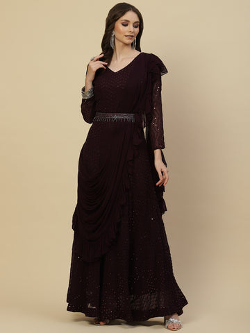 Sequin Georgette Gown Dress