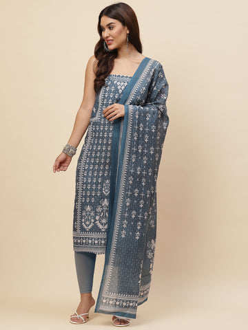 Printed Crepe Unstitched Suit Piece With Dupatta