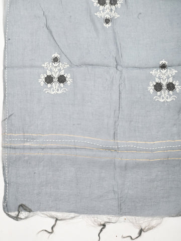 Neck Printed Cotton Unstitched Suit Piece With Dupatta