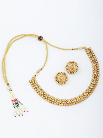 Golden Necklace Set With Earrings