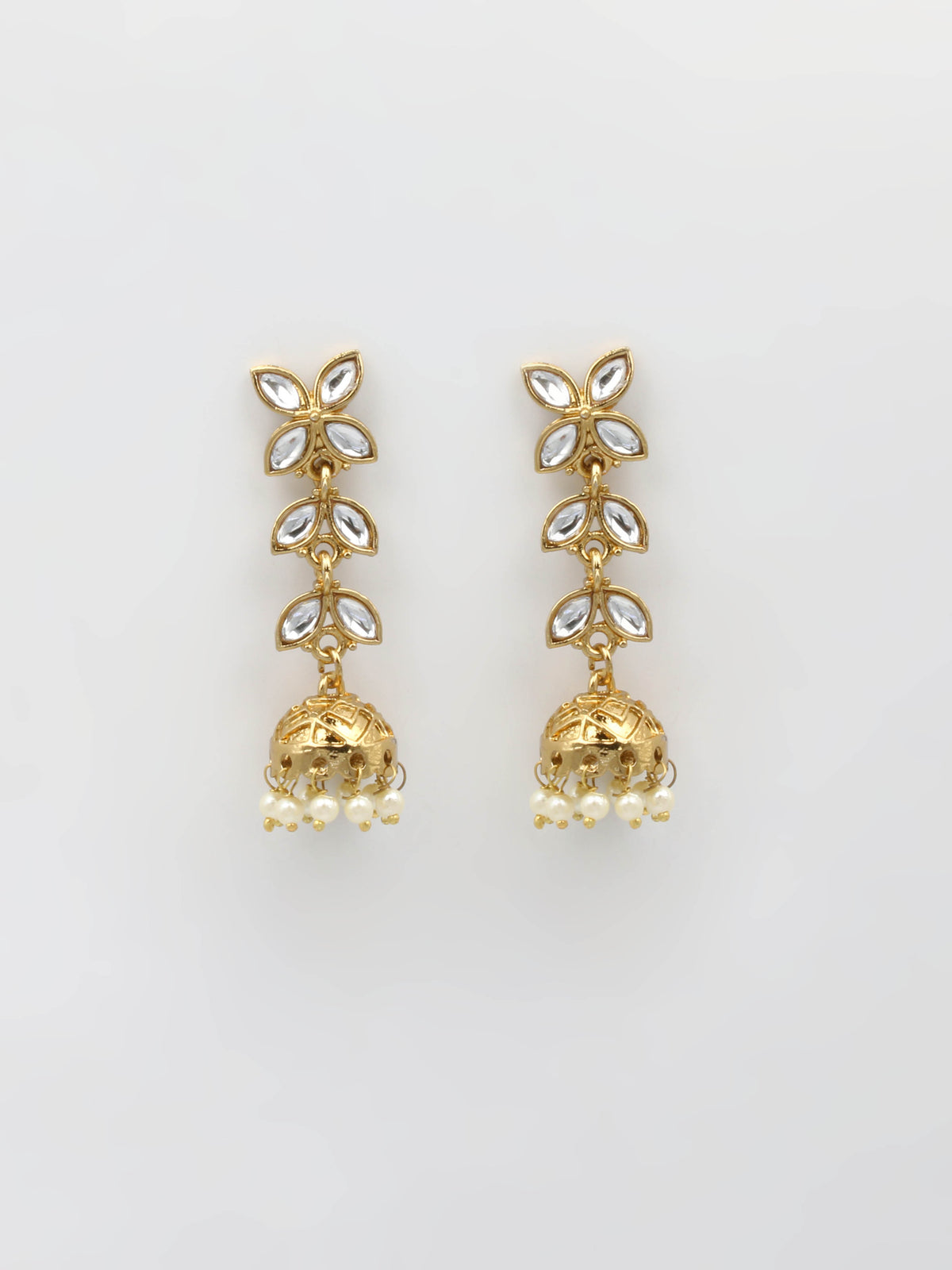 Gold & White Drop Earrings