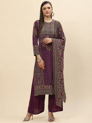 Floral Digital Printed Crepe Kurta With Palazzo & Dupatta