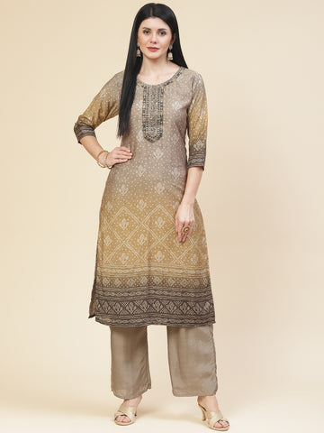 Sequin Embroidered Cotton Kurta With Pants