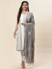 Neck Printed Cotton Unstitched Suit Piece With Dupatta