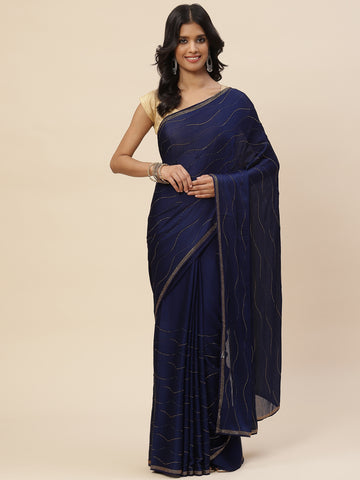 Stone Work Chiffon Embroidered Saree