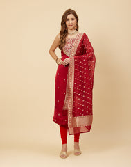 Embroidered Organza Kora Suit Piece With Dupatta