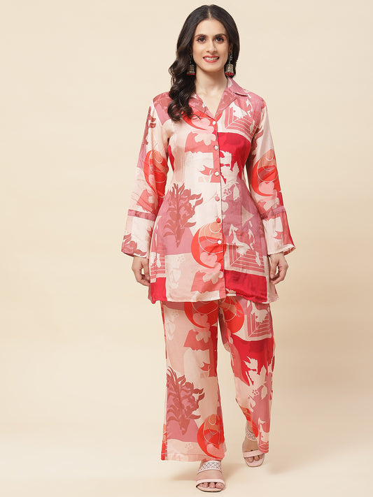Printed Short Cotton Kurta With Pants