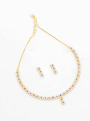 Golden & White Stones Necklace Set