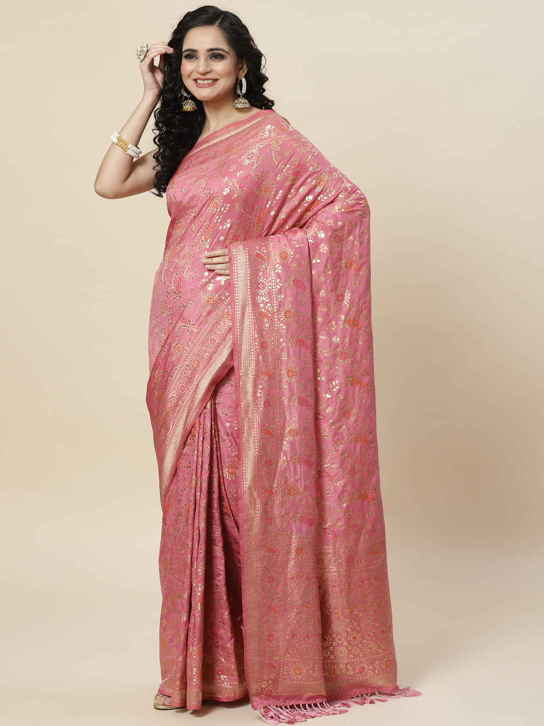 Gota Work Banarasi Woven Saree