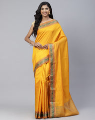 Plain Zari Border Handloom Woven Saree