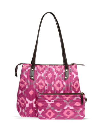 Printed Cotton Handbag With Pouch