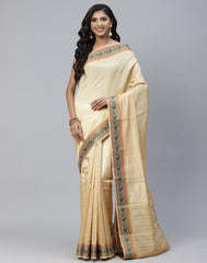 Plain Zari Border Handloom Woven Saree