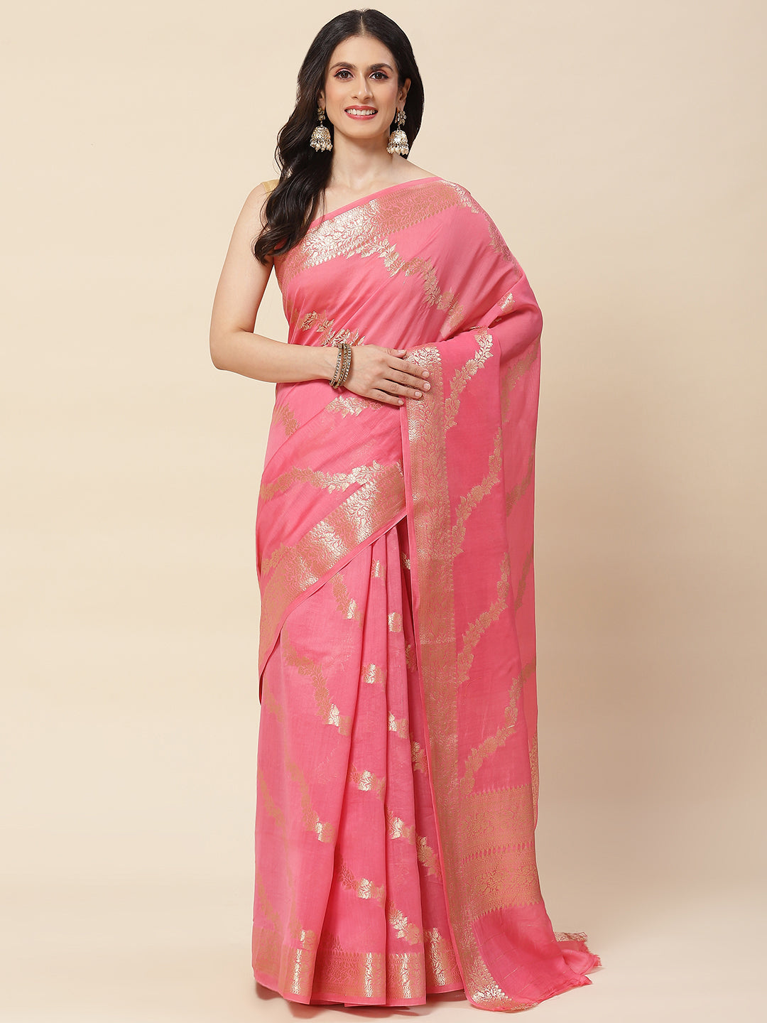 Zari Jaal Woven Cotton Saree