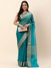 Zari Booti Organza Plain Saree