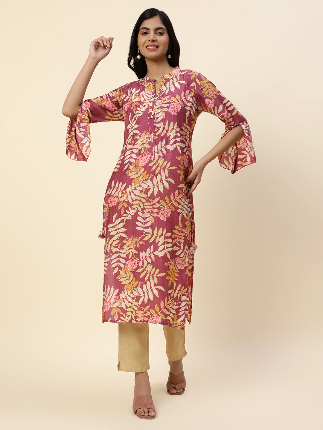 Floral Printed Muslin Kurta
