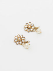 Gold & White Drop & Dangler Earrings