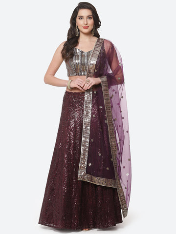 Sequence Embroidered Georgette Lehenga With Net Dupatta
