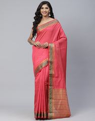 Plain Zari Border Handloom Woven Saree