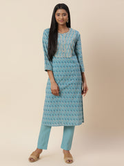 Printed Cotton Kurta With Pants