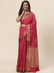 Plain Zari Border Handloom Woven Saree