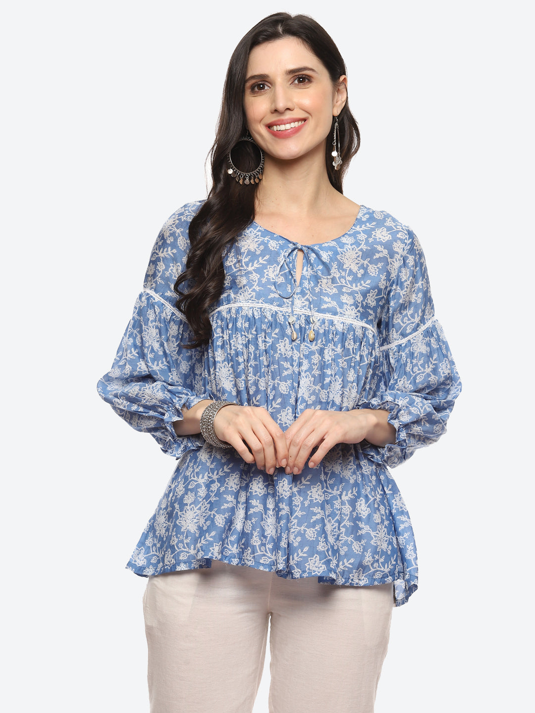 Floral Printed Muslin Kurti