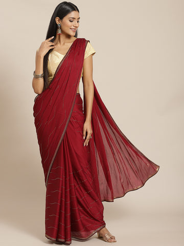 Stone Work Chiffon Embroidered Saree