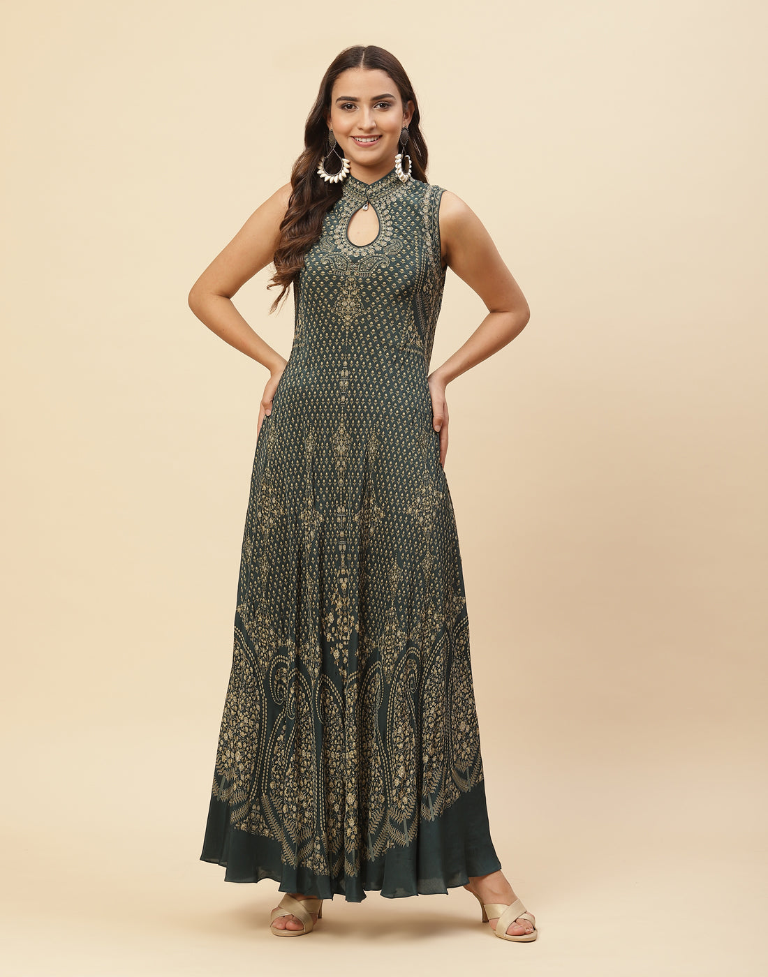 Digital Printed Crepe Gown