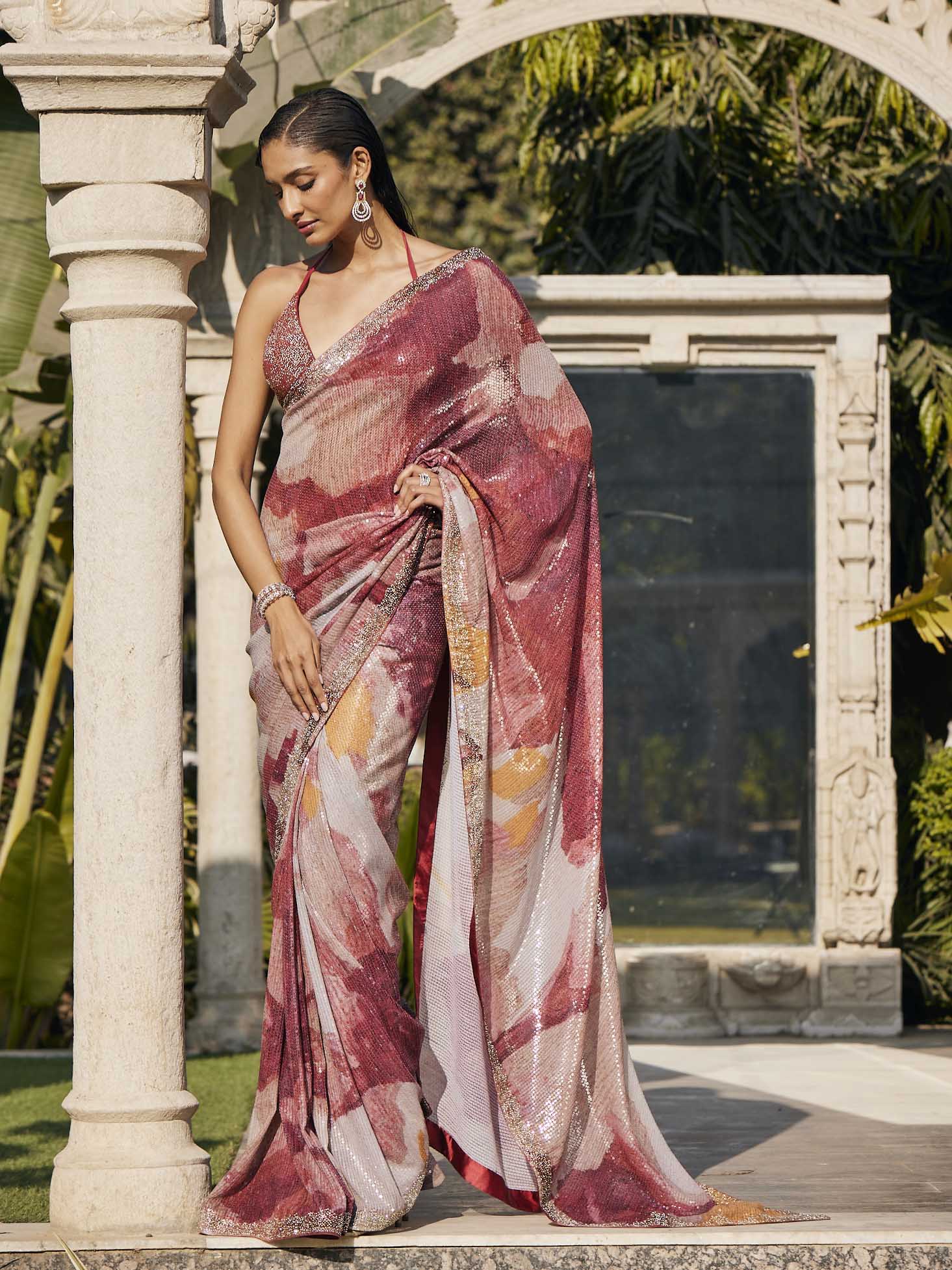 Sequin Embroidered Georgette Saree