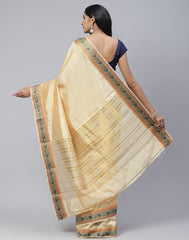 Plain Zari Border Handloom Woven Saree